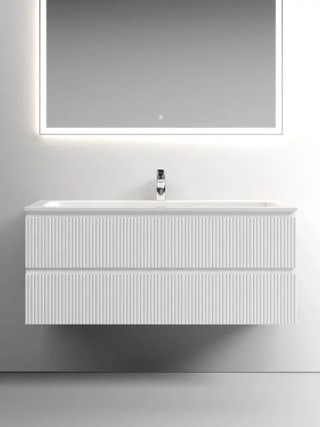 Тумба под раковину подвесная Sancos Snob T 120 см bianco SNT120W (детальная фотография), подвесная, пристенная