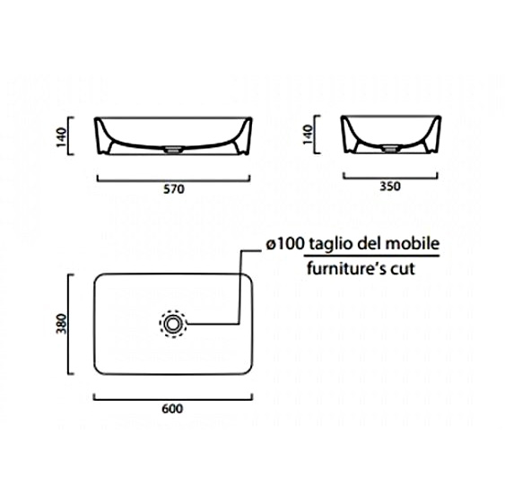 Схема (детальная фотография), в форме чаши, прямоугольной формы