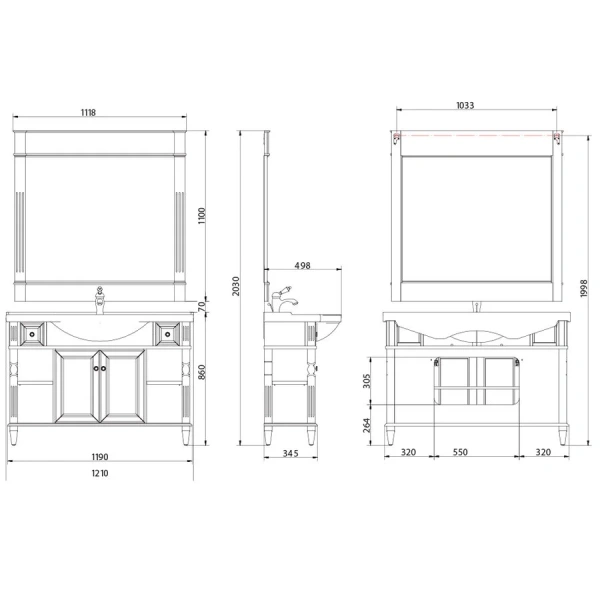 Тумба под раковину напольная Migliore Kantri 121 см Bianco Mat Patinato 26730 (детальная фотография), нет в наличии