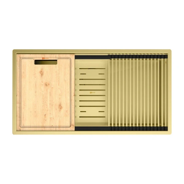 Мойка для кухни Lemark Tabaga 82 см светлое золото 9938134 (детальная фотография)