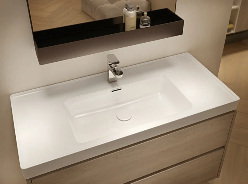 Раковина Cersanit Crea 80 см белая P-UM-CRE80/1 (детальная фотография), белые