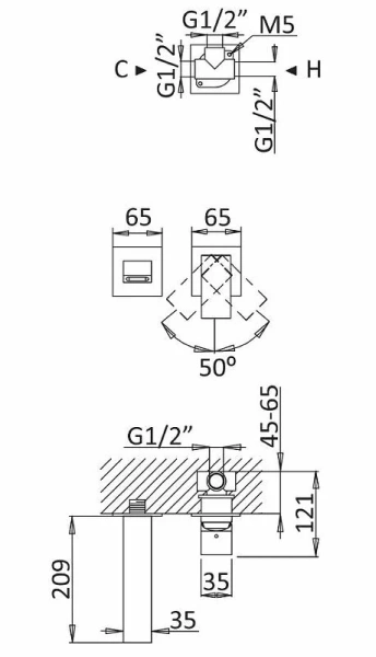 Смеситель для раковины Cezares Porta белый матовый PORTA-BLI2-BIO (детальная фотография), для раковины