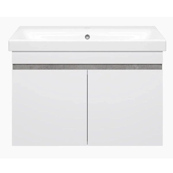 Тумба под раковину подвесная Misty Ронда 80 см белая/бетон П-Рон-01080-0521 (детальная фотография)