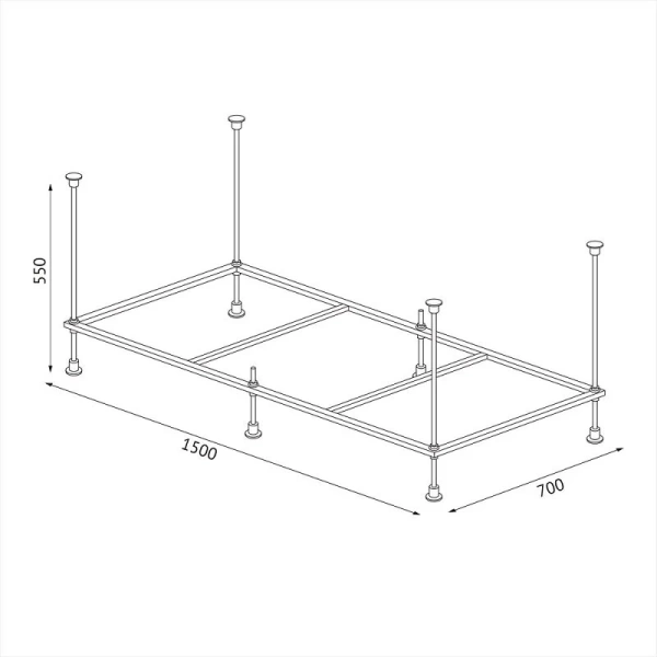 Ванна акриловая Berges Feya 150x70 см с каркасом 050013 (детальная фотография), приставные