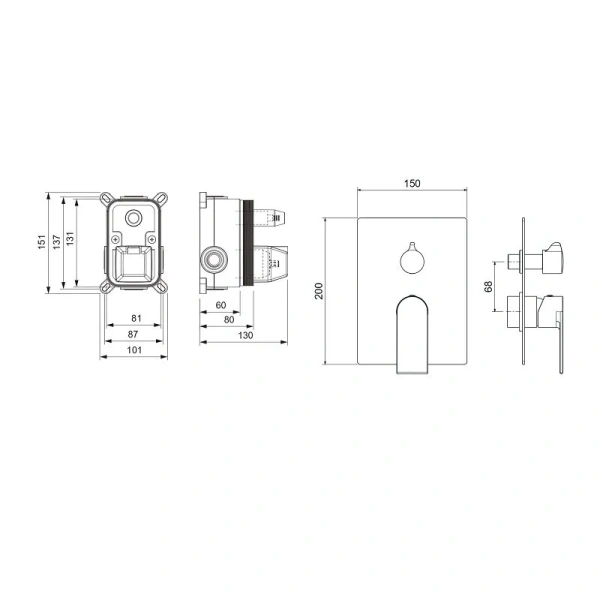 Смеситель для душа Акватек Лира черный AQ1446MB (детальная фотография), для душа