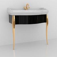 Консоль под раковину Kerasan Retro черная, ножки золото