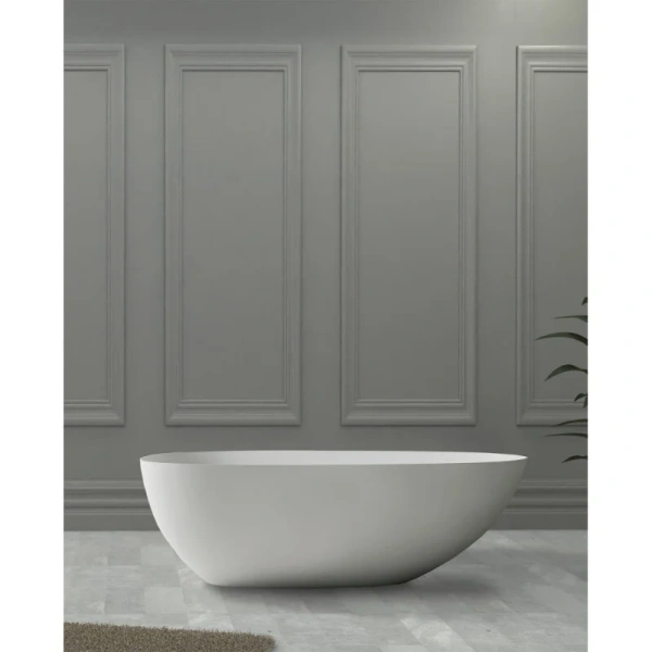 Ванна из искусственного камня Abber Stein 160x75 см белая матовая AS9611-1.6 (детальная фотография), отдельностоящие