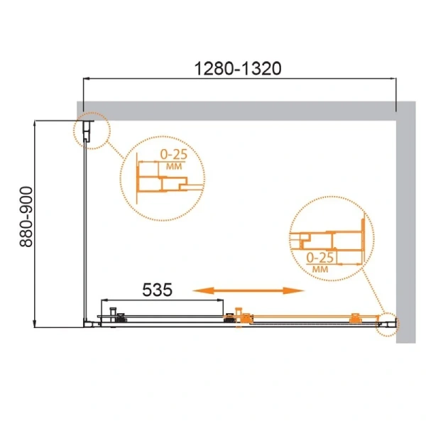 Душевой уголок Cezares Molveno 130x90 см стекло прозрачное MOLVENO-AH-11-130/90-C-Cr-IV (детальная фотография), прямоугольные