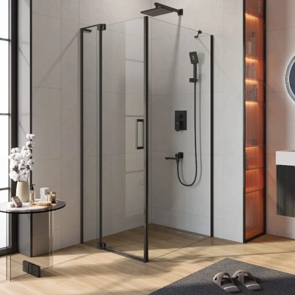 Душевой уголок Cezares Slider 80x100 см стекло прозрачное профиль чёрный SLIDER-AH-1-100-70/80-C-NERO (детальная фотография)