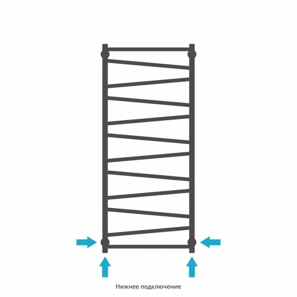 Полотенцесушитель водяной Сунержа Сирокко 50х120 см без покрытия 00-0253-1250 (детальная фотография), для систем горячего водоснабжения, для систем отопления, с нижним подключением