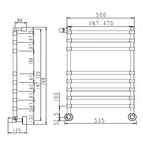 Полотенцесушитель водяной цвет:хром Margaroli 464-8, 8 секций с полкой 4644708CRP (детальная фотография), современные, hi-tech