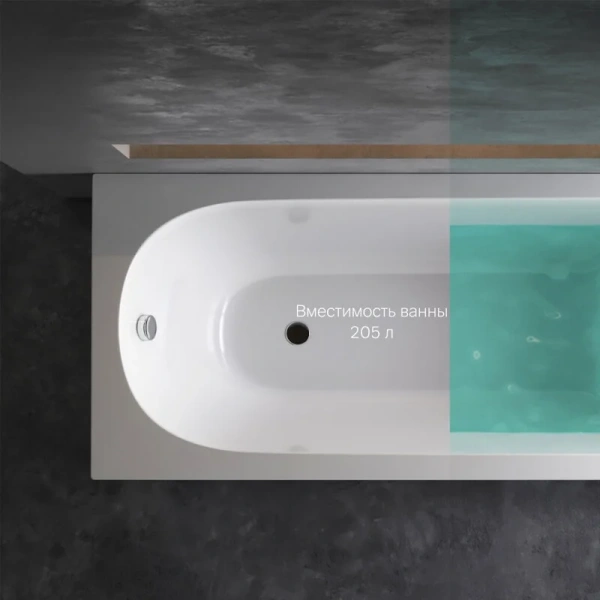 Ванна акриловая Am.Pm Spirit 170х75 см пристенная W72A-170-075W-A2 (детальная фотография), белые