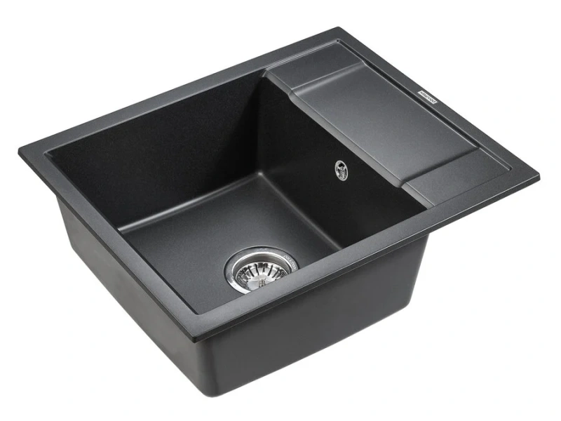 Мойка для кухни Paulmark Optimum 60 см черная PM216050-BL (детальная фотография), прямоугольной формы