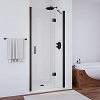 Душевая дверь профиль черный глянцевый стекло шиншилла Vegas-glass
