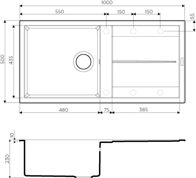 Мойка для кухни Omoikiri Sumi 49936 100 см с крылом (детальная фотография), белые, черные, бежевые, коричневые, другие
