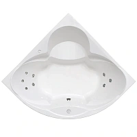 Гидромассажная ванна Радомир Филадельфия 1-80-2-0-0-042, 168 х 168 см, рама-подставка, фронтальный экран, сифон, слив-перелив автомат, гидромассаж Релакс хром КУ 100, белая