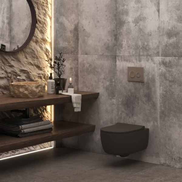 Инсталляция для унитаза BERGES Novum кнопка матовый хром 040262 (детальная фотография), слив эконом-стандарт под две клавиши