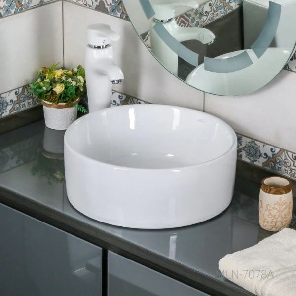 Раковина Comforty 40,5 см белая 7078A (детальная фотография), в форме чаши, круглой формы