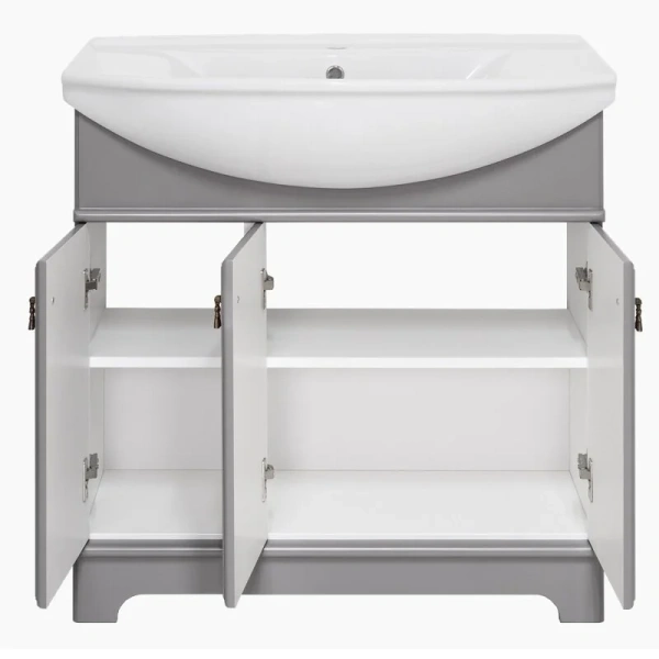 Тумба под раковину напольная Misty Лувр 85 см серая П-Лвр01085-502 (детальная фотография), нет в наличии
