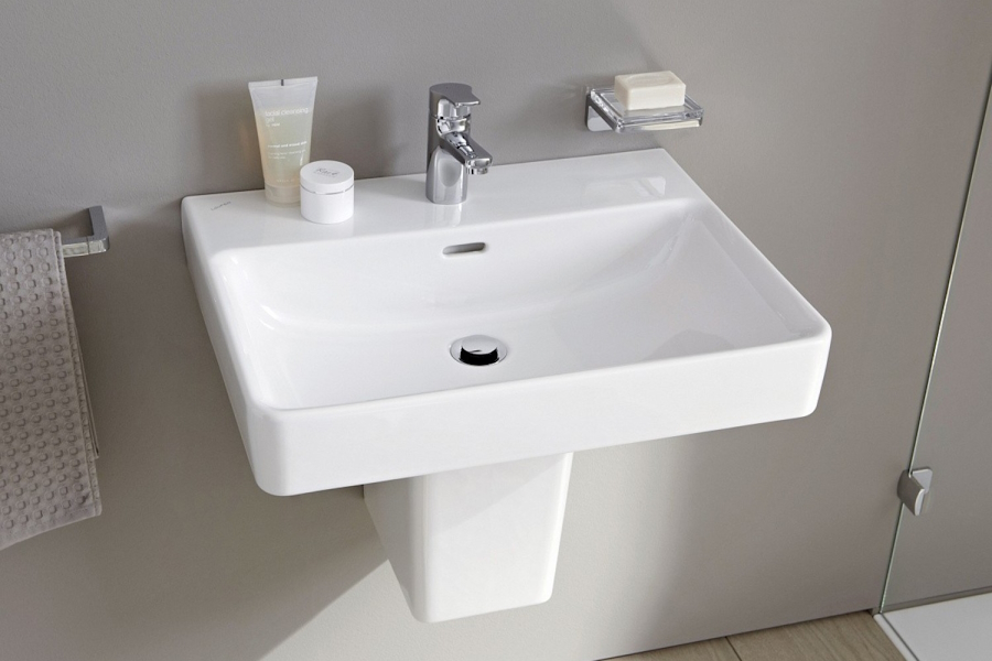 Раковина Laufen Pro S 55 см с 1 отверстием для смесителя, с отверстием перелива 8.1096.2.000.104.1 (детальная фотография), керамические