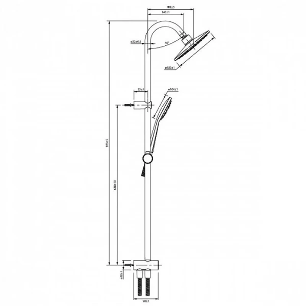 Душевая стойка IDDIS Zodiac хром ZODSB1Fi76 (детальная фотография), современные, hi-tech