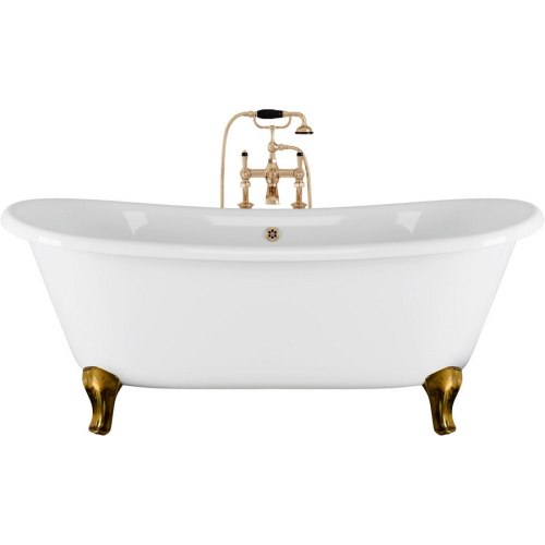 Ванна чугунная Devon & Devon Admiral 182х81 см два отверстия под смеситель, ножки латунь полированная 2MRADMIRALFPDOTDD (детальная фотография), чугунные