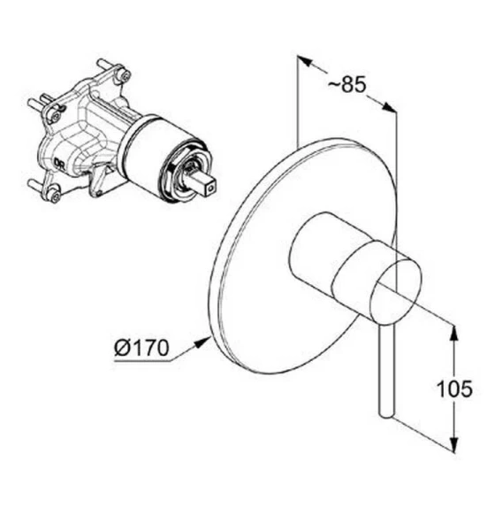 Смеситель для душа Kludi Bozz 38655 встраиваемый (детальная фотография), для душа