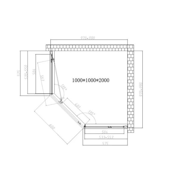 Душевой уголок Vincea Show 100х100 см профиль хром VSP1-4SH100CL (детальная фотография), хром