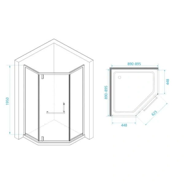 Душевой уголок RGW Hotel HO-084Gb 90x90 см профиль золото, стекло матовое 350608499-026 (детальная фотография), многоугольные