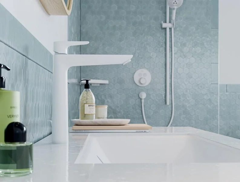 Смеситель для раковины Hansgrohe Talis E матовый белый 71716700 (детальная фотография), для раковины