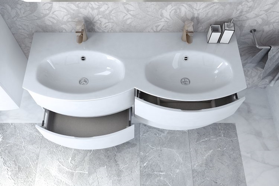 Тумба под раковину подвесная Cezares Vague 69 см Bianco Lucido 44220 (детальная фотография), окрашенные