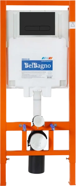 Унитаз с инсталляцией Belbagno Sela кнопка черная BB3201CHR-MB/BB3201SC-MB/BB002-80/BB007-PR-NERO.M (детальная фотография), с инсталляцией