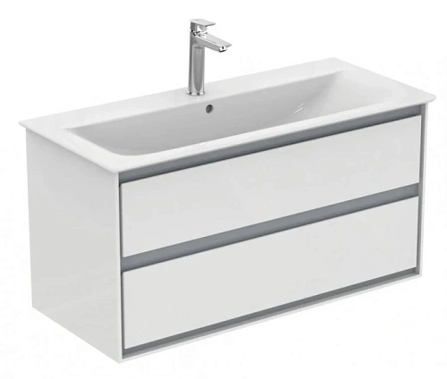 Тумба под раковину подвесная Ideal Standard Connect Air 100 см белый глянцевый, светло-серый матовый - фото 3