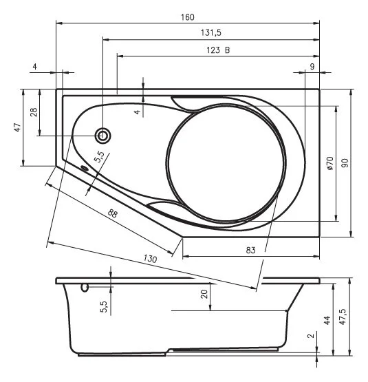 Ванна гидромассажная Riho Yukon 160 x 90 см, JOY, левая/правая BA3400500000000_JOY (детальная фотография), акриловые