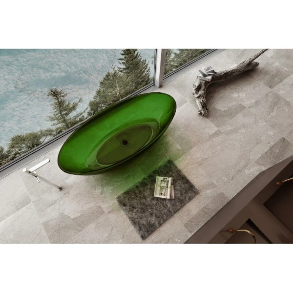 Ванна из полиэфирной смолы Abber Kristall 180x85 см зеленая AT9702Emerald (детальная фотография), без гидромассажа, большие