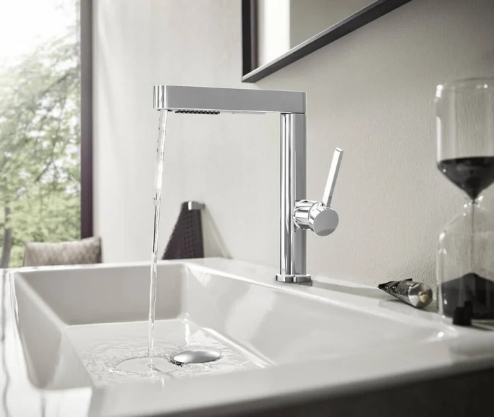 Смеситель для раковины Hansgrohe Finoris хром 76063000 (детальная фотография), с 1 монтажным отверстием