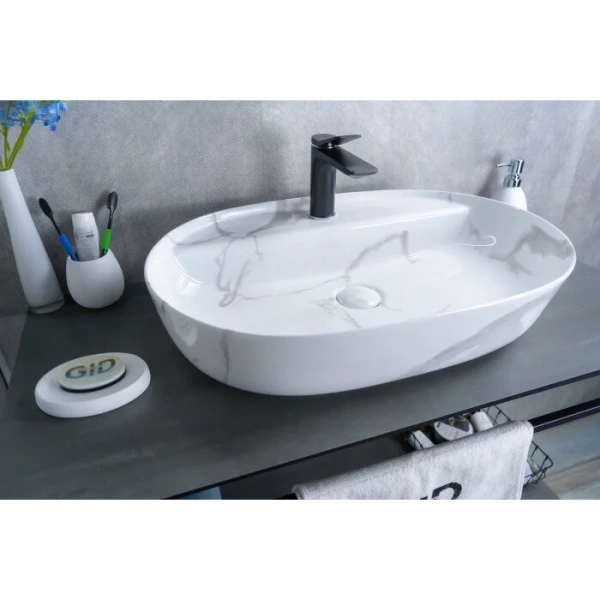 Раковина GID Lago Mnc346C 61 см накладная под камень 54470 (детальная фотография), белые