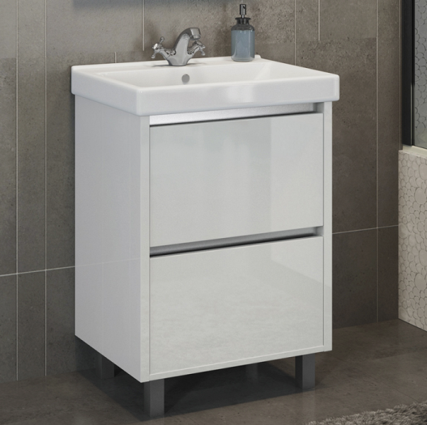 Тумба с раковиной напольная Comforty Дублин 60 см белый глянец 00004137134CF (детальная фотография)