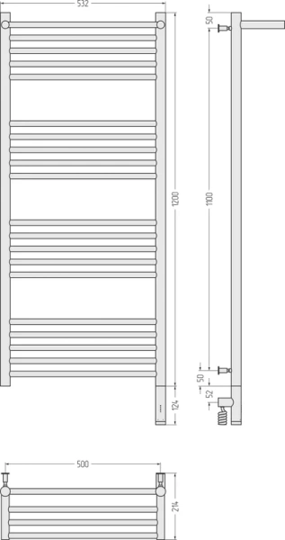 Полотенцесушитель электрический Сунержа Богема 3.0 50х120 см правый сатин 071-5807-1250 (детальная фотография), лесенка, вертикальные