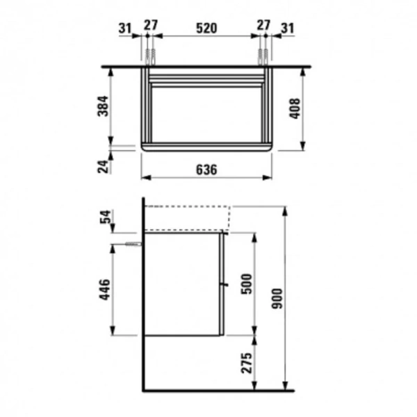 Тумба под раковину подвесная Laufen Val 65 см белая матовая 4.0231.2.110.260.1 (детальная фотография), в наличии