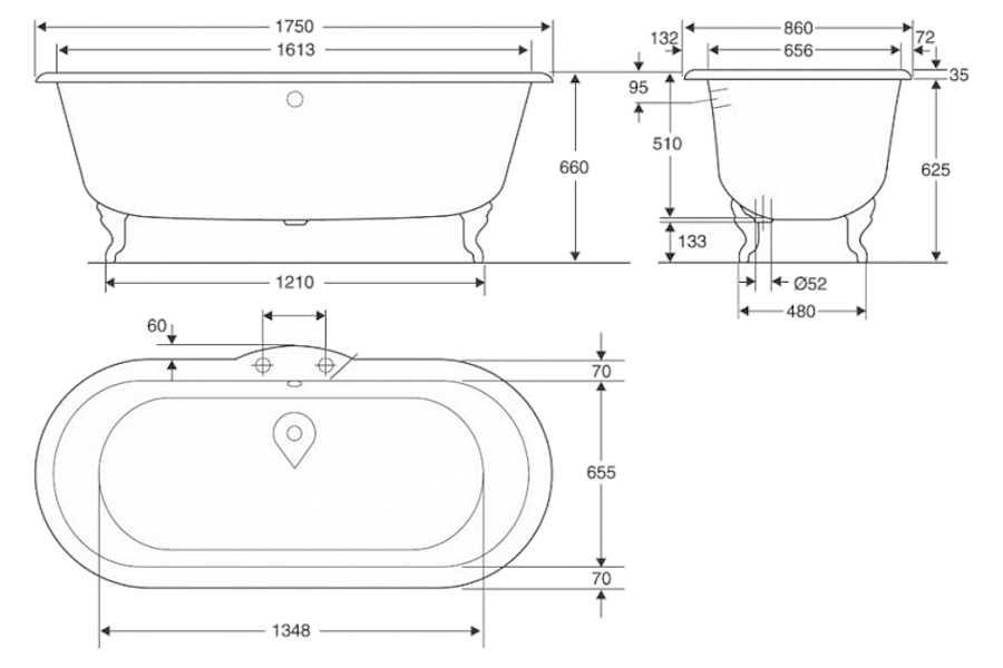 Схема (детальная фотография), без гидромассажа, большие, глубокие