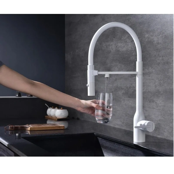 Смеситель для питьевой воды Paulmark Magneto One белый матовый Ma213188-WH (детальная фотография), на мойку, на столешницу