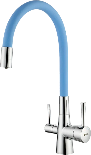 Смеситель для кухни Lemark Comfort хром/голубой - фото 9