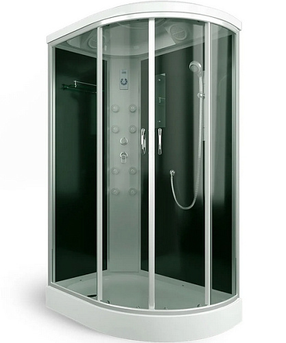 Душевая кабина левосторонняя, задняя стенка чёрная, стекло тонированное, Erlit Comfort ER4512PL-C4 - фото 1