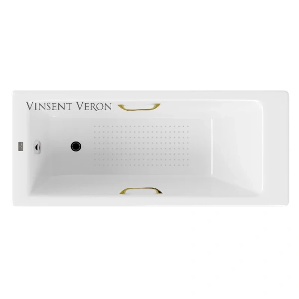 Чугунная ванна Vinsent Veron Tampa VTP1707042H/VH0012GD-AS, 170 x 70 см, с антискользящим покрытием, ручки золото, цвет белый (детальная фотография)