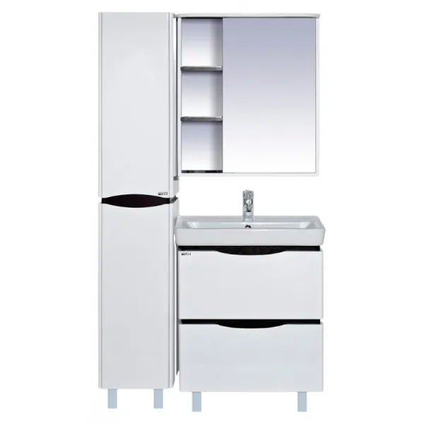 Шкаф-пенал для ванной Misty Венера П-Внр05035 (детальная фотография), белые, черные, комбинированные