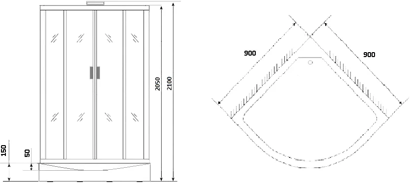 Душевая кабина Niagara Luxe 90х90 см хром 7715WBK (детальная фотография), 90х90