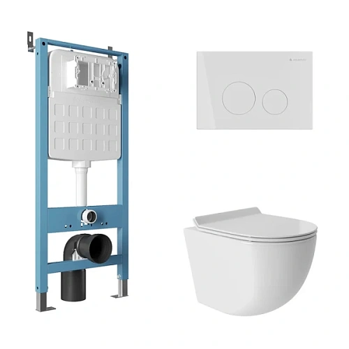 Унитаз с инсталляцией Aqueduto Ovo клавиша белая глянцевая - фото 1