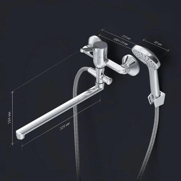 Смеситель для ванны Am.Pm X-Joy S хром F85B90100 (детальная фотография), современные, hi-tech