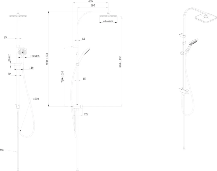 Душевая стойка Kerama Marazzi Fonte хром FO.102.KM.CR (детальная фотография), без смесителя